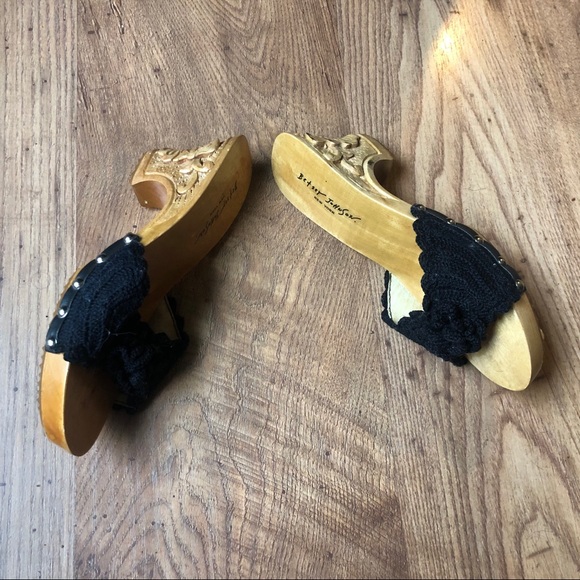 Betsey Johnson Carved Wooden Slides - Picture 3 of 5